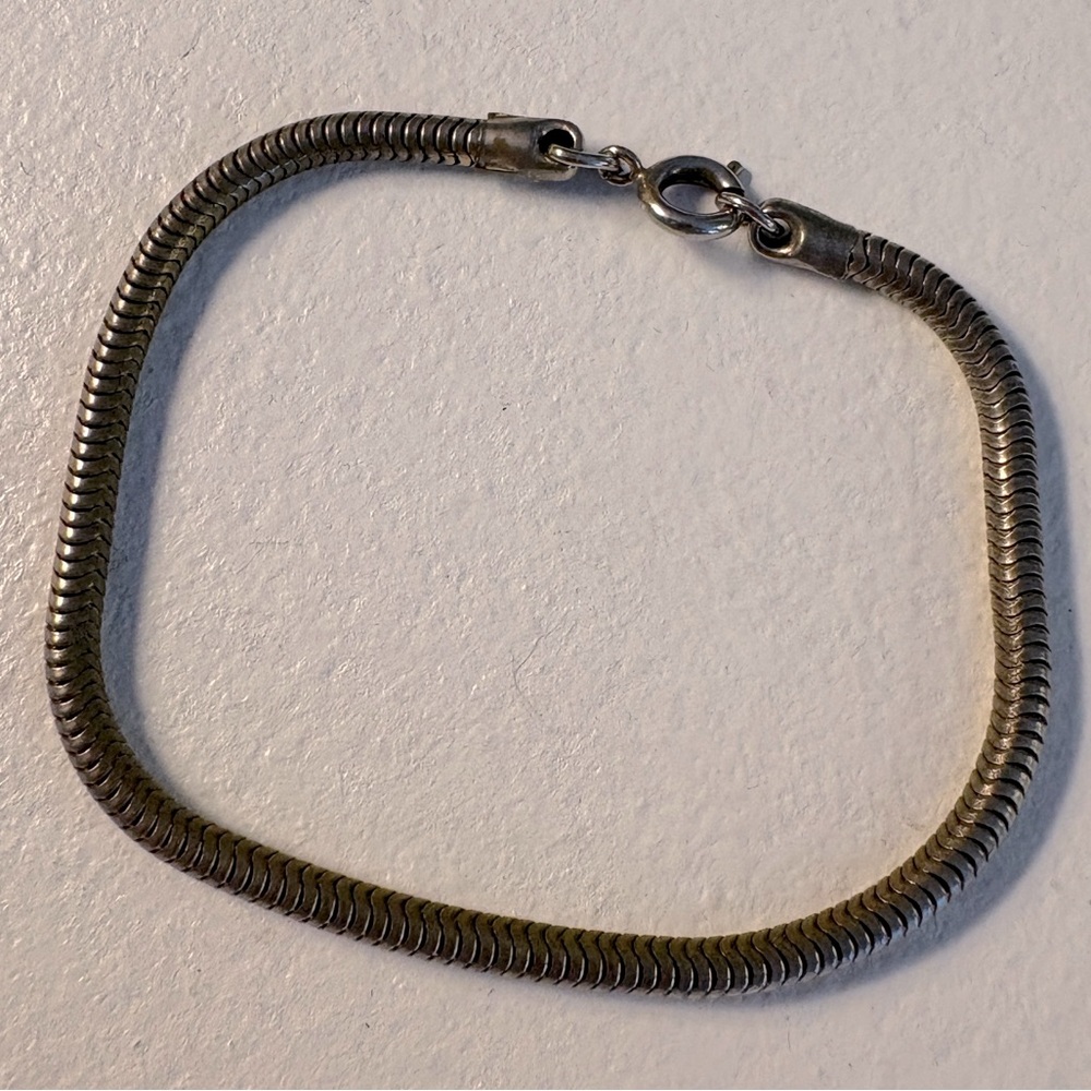 Vintage Gold Tone Snake Chain Bracelet - 7" Long